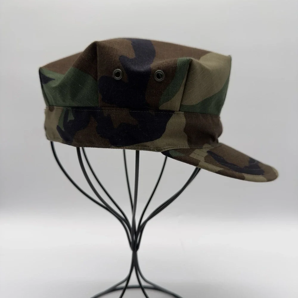 USGI Utility Cap Woodland Camo‎ with USMC Logo Small